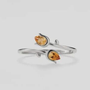 363. Citrine tulip flower bypass ring 925 sterling silver